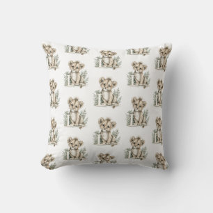 Coussin Joli alphabet d'animaux bébé aquarelle Lion