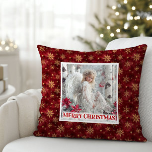 Coussin Joli Ange Rouge Or Noël Personnalisé Meilleur Noël