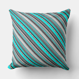 Coussin Joli aqua gris aztèque motif