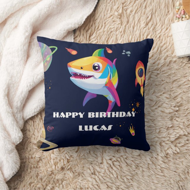 Coussin Joli arc-en-ciel Shark Galaxy Rocket fête d'annive (Couverture)