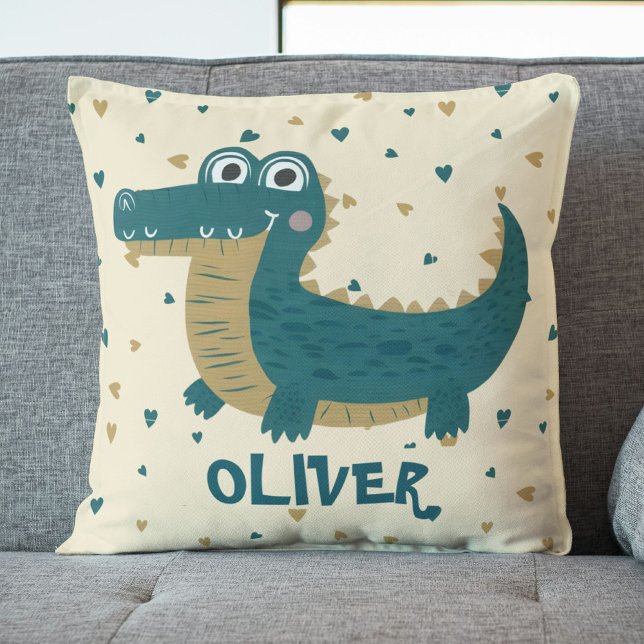 Coussin Joli bébé amusant Alligator personnalisé (Créateur téléchargé)