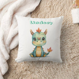 Coussin Joli bébé dragon heureux