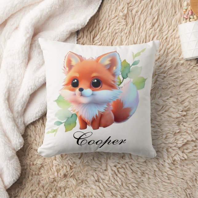 Coussin Joli bébé renard Forêt bois amis botanique (Couverture)