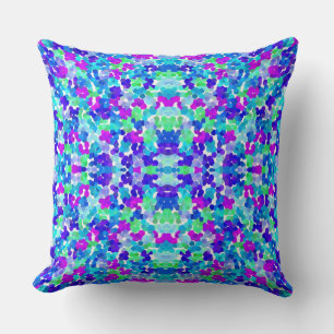 Coussin Joli bleu aqua violet pinkies motif