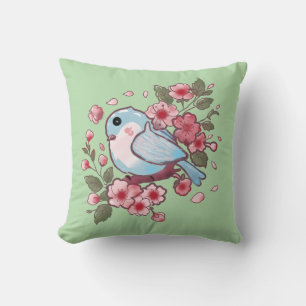 Coussin Joli bleu de printemps et aquarelle de fleurs de c
