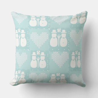 Coussin Joli Bonhomme de Neige Bleu 
