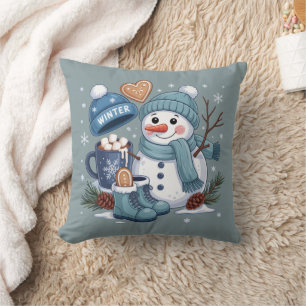 Coussin Joli Bonhomme de Neige Saison Hivernale Ambiance N