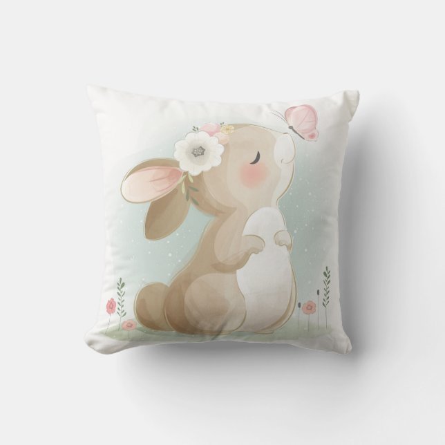 Coussin Joli Bunny aquarelle (Recto)