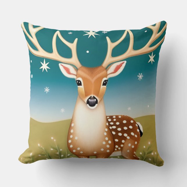 Coussin Joli cerf de Noël (Recto)