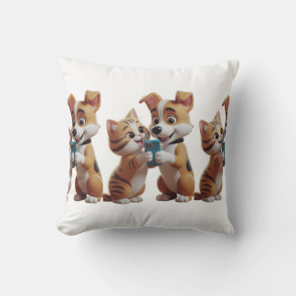 Coussin Joli chat avec chien