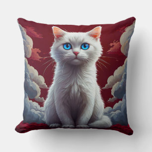 Coussin Joli Chat Blanc