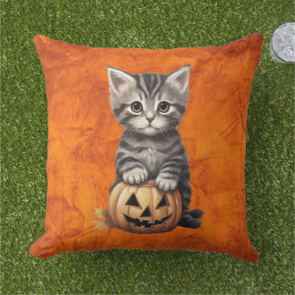 Coussin Joli chat d'Halloween Citrouille Confortable Décor
