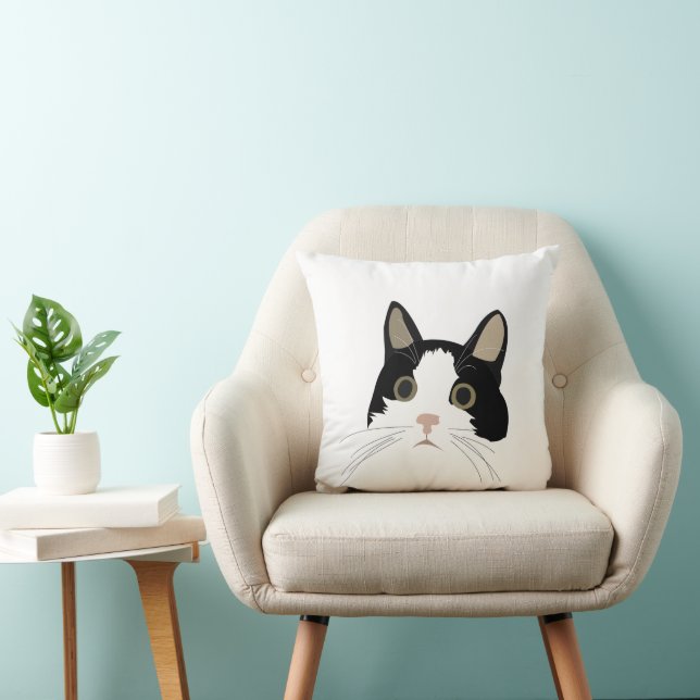 Coussin Joli chat noir et blanc (Chaise)