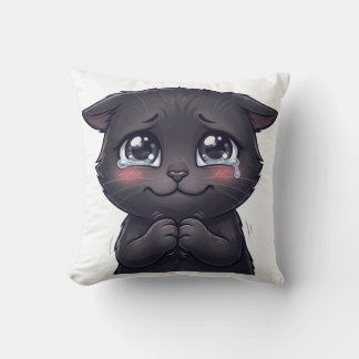 Coussin Joli chat noir pleurant suppliant toile murale