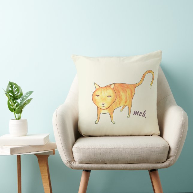 Coussin Joli Chat Orange Apathique (Chaise)