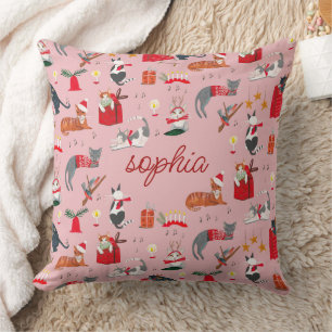 Coussin Joli chat rose motif de Noël Baby Blanke