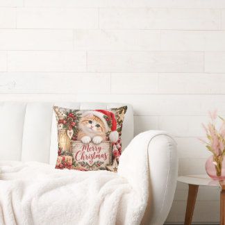 Coussin Joli Chatons au Chapeau de Père Noël Joyeux Noël