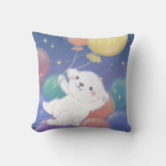 Coussin Joli chiot avec ballons et étoiles