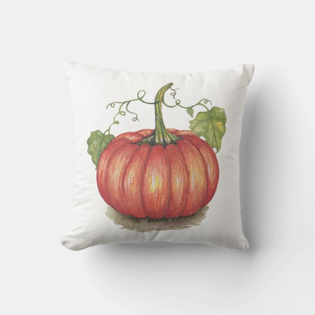 Coussin Joli Citrouille Avec Vins En Aquarelle (Recto)
