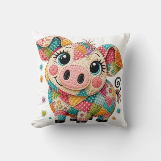 Coussin Joli Cochon Patchwork (Recto)