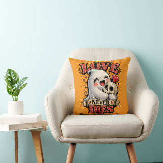 Coussin Joli Crâne de Fantôme d'Amour qui ne Meurt Jamais