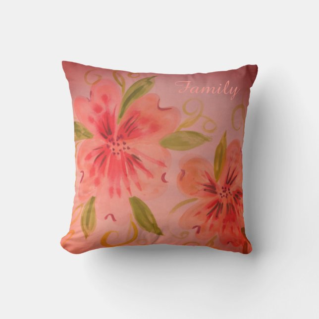 Coussin Joli décorateur de corail rose (Recto)