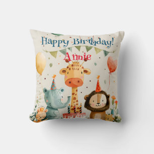 Coussin Joli dessin animal enfants avec éléments d'anniver