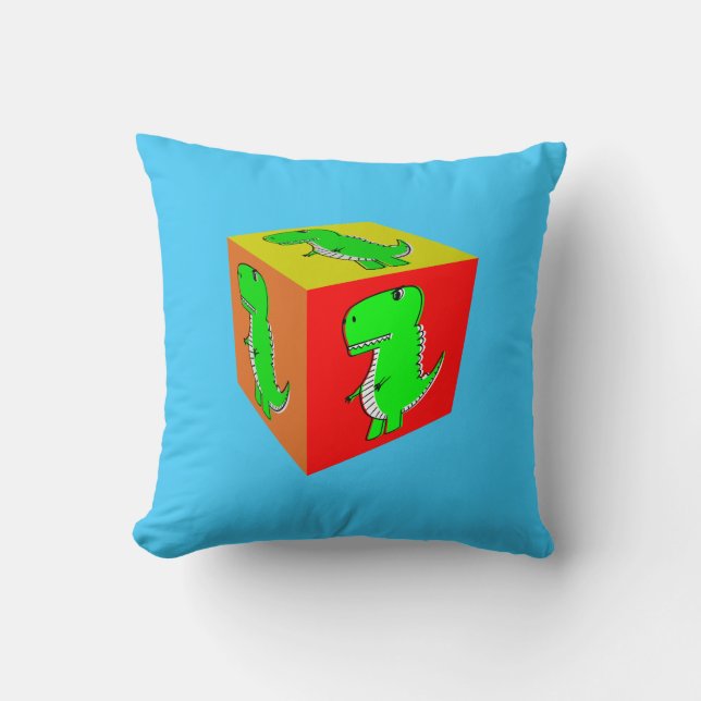 Coussin Joli dinosaure de dessin animé en cube (Recto)