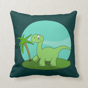 Coussin Joli Dinosaure Vert