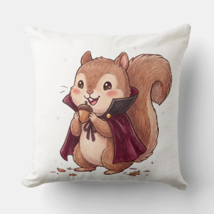 Coussin Joli Écureuil Vampire avec Cape de Halloween en Gl