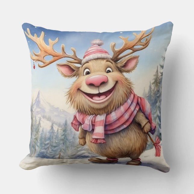 Coussin Joli élan de Noël (Recto)