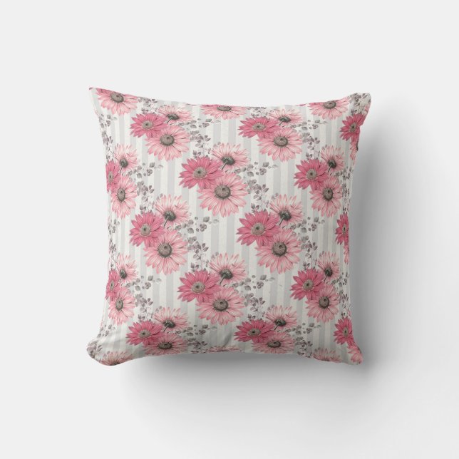 Coussin Joli Faisceau Rose Faisée Motif Floral (Recto)