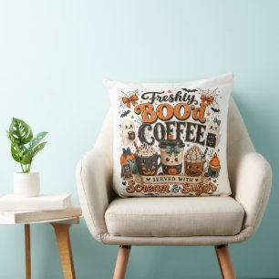 Coussin Joli Fantôme Drôle de Buveur de Café Halloween