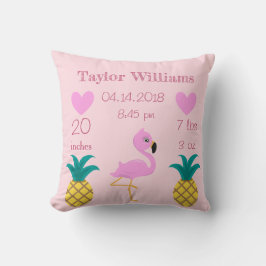 Coussin Joli Flamant rose rose et ananas