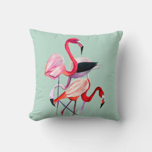 Coussin Joli flamant rose sur bleu