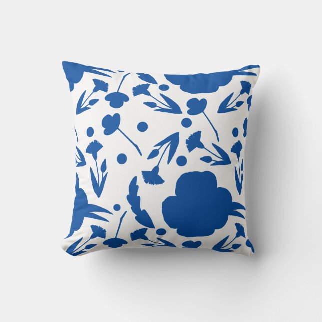 Coussin Joli floral bleu et blanc (Recto)