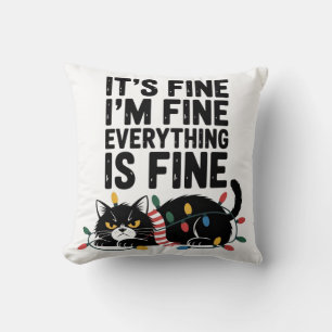 Coussin Joli foulard de fête lumineux avec chat en colère