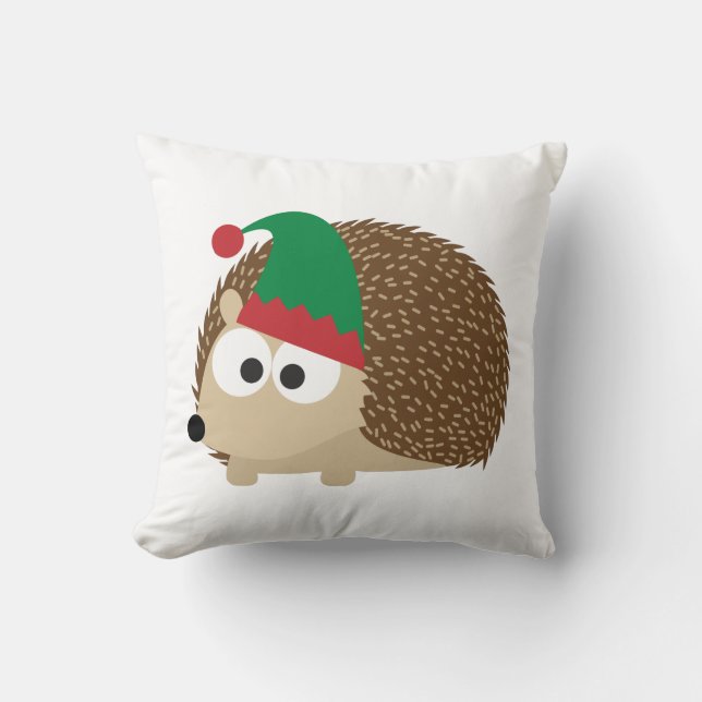 Coussin joli Hérisson Elf de Noël (Recto)