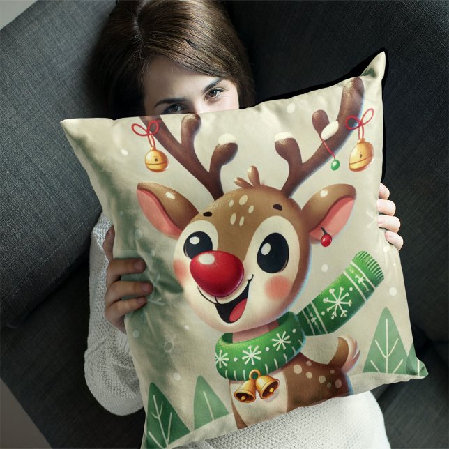 Coussin Joli Jeu d'oreiller à lancer de rennes de Noël (Créateur téléchargé)