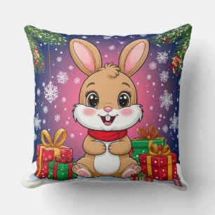 Coussin Joli lapin de Noël