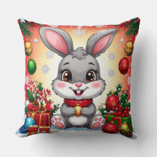 Coussin Joli lapin de Noël