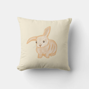 Coussin Joli lapin lapin Brown - transparent sur beige.