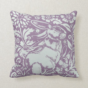 Coussin Joli lapin pourpre lapin lapin Lapin Floral Nurser