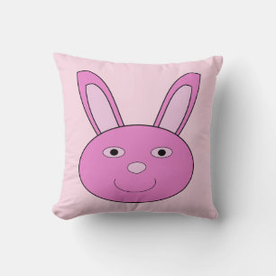 Coussin Joli Lapin Rose Féminin Visage Printemps Pâques