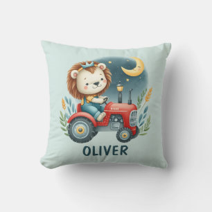 Coussin Joli lionceau sur tracteur rouge la nuit