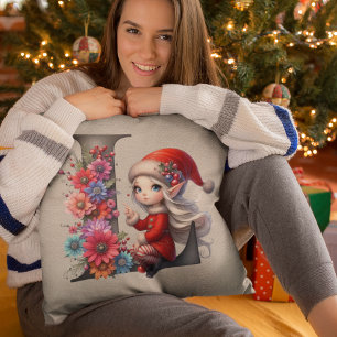 Coussin Joli Lutin de Noël Festif Fausse Peau de Tan
