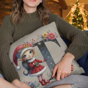 Coussin Joli Lutin de Noël Festif T Cuir Brun Faux