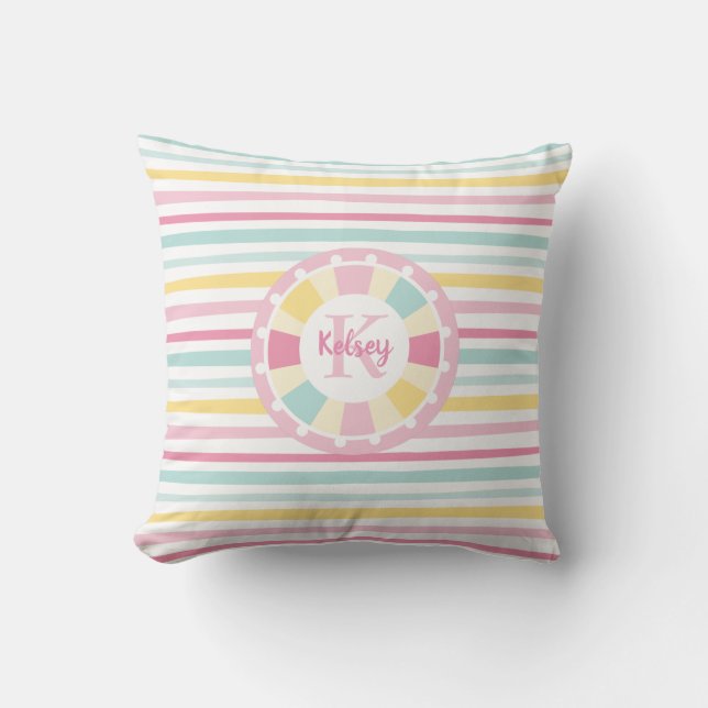 Coussin Joli Monogramme Fille Coloré (Recto)