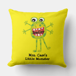 Coussin Joli Monstre Caricature Vert amusant pour les enfa
