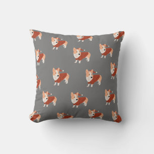 Coussin Joli Motif Corgi de Noël